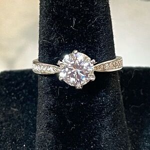 1CT Moissanite Lab Created Diamond Ring 14K White Gold Over S925 Silver. Size 5